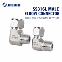 Stainless Steel Male Elbow Connector 90Degree 316 Double Ferrule Tube Fitting for Instrumentation Hydraulic System