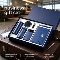 Ensemble d'affaires de luxe en cuir PU A5 avec stylo, batterie externe et parapluie pour clients VIP, personnalisable avec logo OEM, idéal comme cadeau d'entreprise
