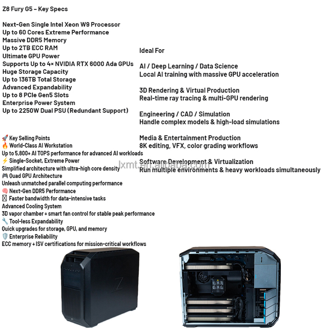 Z8 Fury G5 Xeon Processor Workstations DeepSeek All-In-One Local Deployment of Ai