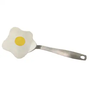 Spatule à œufs en nylon en forme de fleur avec poignée en acier inoxydable
