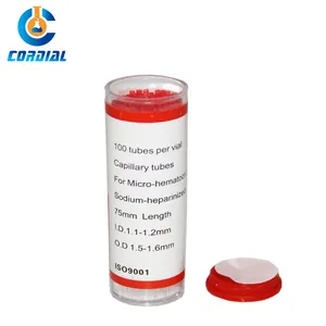 Tabung Kapiler Sodium Heparin 1292-R, Merah, L = 75Mm Dikemas Dalam Botol Plastik, 100 Buah/Botol Kecil