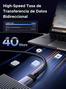 Cable USB C a USB C UGREEN, USB4 GEN3, 240W, Carcasa de Aluminio, Modelo Trenzado, Gris Cielo Oscuro, 8K 60Hz - Product Image 2