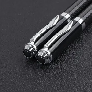 Customized Luxury Gift Pen Roller Ball Pen Carbon Fiber Metal Pen With Box Package