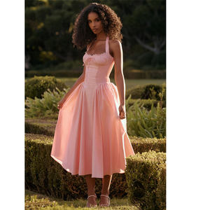 Camisole d'été à coupe ajustée Robe longue imprimée de fête pour femmes avec robe à nouer imprimée de style européen et américain - Product Image 1