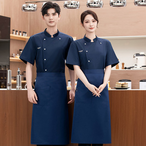 Date solide hommes Chef veste à manches courtes Chef manteau Restaurant boulangerie restauration travail porter manteau femmes cuisine cuisiner vêtements - Product Image 5