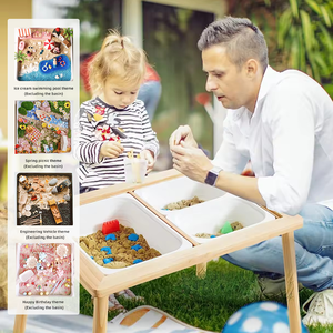 Mesa de Actividades Sensoriales para Niños, Muebles Montessori, Mesa Infantil de Madera con Contenedores, Mesas de Juego y Estudio para Niños con Almacenamiento - Product Image 2