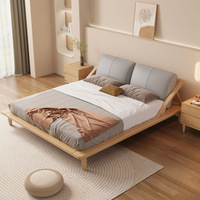 Moderno Simple nórdico marco de cama de madera maciza estilo crema japonés Tatami doble cama baja pequeños muebles de dormitorio