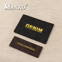 Étiquettes en cuir SANKO de haute qualité avec logo personnalisé en relief, à coudre, en forme de rouleau pour vêtements