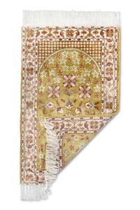 Indian Supplier Light Gold Luxury Viscose <b>Prayer</b> Carpet Premium Sajjadah for Ramadan Eid Gift Wholesale Available for Sale - Product Image 3