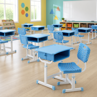 Ensemble bureau et chaise ergonomiques pour étudiants avec hauteur réglable et cadre métallique robuste pour l'étude scolaire