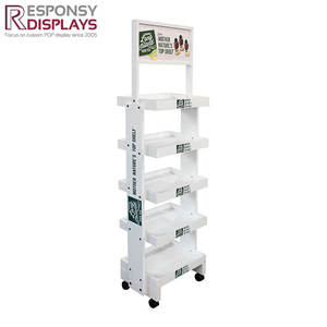 Présentoir debout libre en métal de supermarché au détail avec des rangées de plancher et le support de boisson - Product Image 5