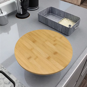 Estante giratorio antideslizante para encimera de cocina de alta calidad premium. Organizador <span class=keywords><strong>Lazy</strong></span> <span class=keywords><strong>Susan</strong></span> de madera de acacia y bambú para especias. - Product Image 4