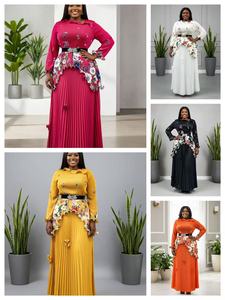 Robe de soirée plissée Miyake à imprimé floral grande taille, coupe ample, style occidental, pour femme, vente en gros - Product Image 6