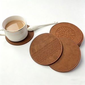 Custom Branded Round PU Leather Coasters Nordic Style Insulating Drink Mats for Cafe & Home Use - Product Image 3