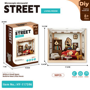 Kit de montage DIY Hanye Micro World : Miniature de salon en plastique avec lumières, boîte colorée, décoration d'intérieur, jeu d'imitation, jouet éducatif pour enfants - Product Image 3