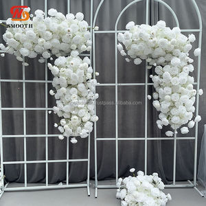 SMOOTH Exquisito Camino de Mesa de Seda Artificial para Arco de Boda, Diseño de Flor de Cerezo Blanco, 1.8-2.4m, Forma Asimétrica Rota para - Product Image 6