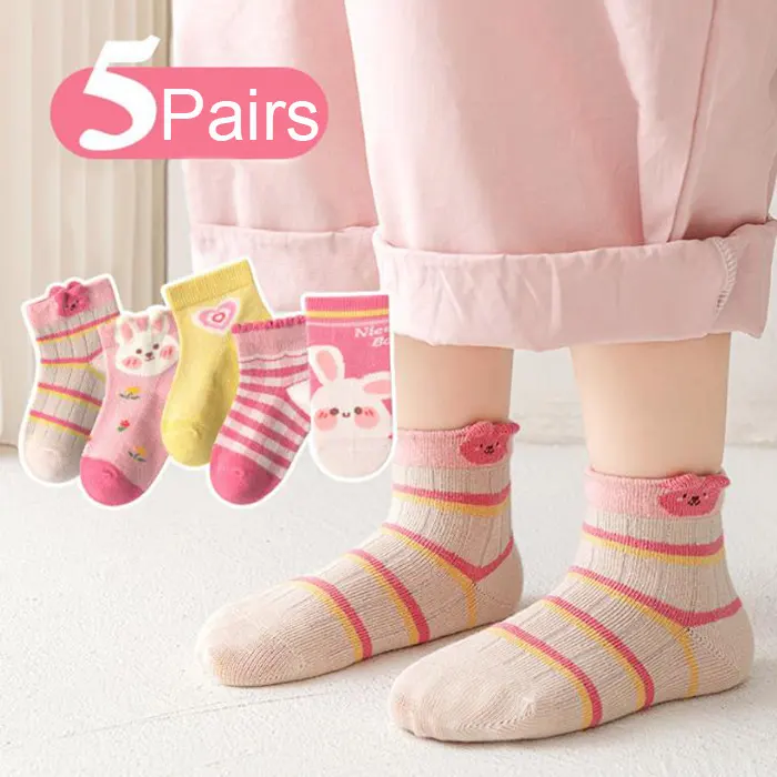 Calcetines de malla transpirables para bebé, de algodón, con conejo