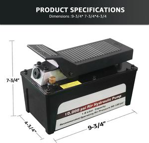 <span class=keywords><strong>Pompe</strong></span> <span class=keywords><strong>hydraulique</strong></span> pneumatique à commande au pied 10 000 PSI <span class=keywords><strong>avec</strong></span> réservoir de 1,2 gallon pour vérins à simple effet - Product Image 2