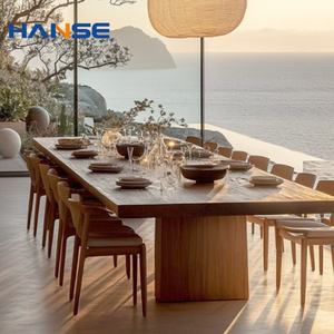 Moderne Elegante High-End Waterdichte Familie Dating Houten Bank Eettafel Stoel Set Buiten Tuinmeubelen Set - Product Image 1