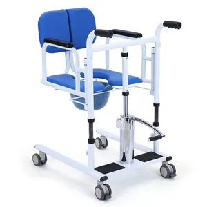 ZH-VBC Patient Lift for Home Transport Wheelchair, Patient Transfer Lifter  Bathroom Wheelchair with 180° Split Seat and Commode, Bedside Commode Chair