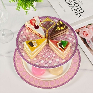 Luxury European Style Bone China Dinnerware Set Multi-Color 2-<b>Layer</b> Cake Plate Design for Weddings Hotel Restaurants - Product Image 6