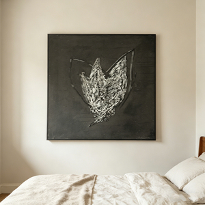 Midnight Bloom Silent Petal <b>Black</b> White Abstract Artwork Oil Painting Handmade Wall Art Commercial Gift Decoration Interior - Product Image 2