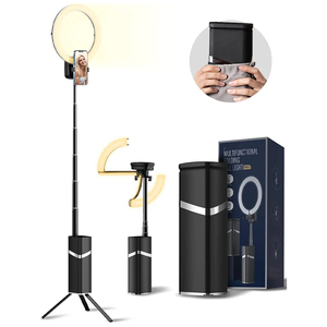 CYKE Lumière Annulaire <span class=keywords><strong>Selfie</strong></span> Sans Fil Pliable de 10 Pouces avec Trépied Portable Boîtier Rechargeable à LED YY-1 - Product Image 1