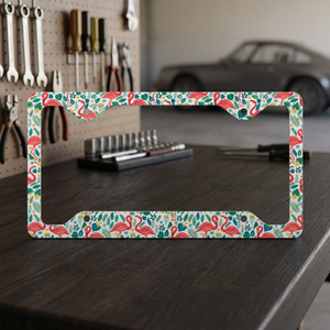 ArtOnWear Plastic <b>Pink</b> Flamingos and Tropical Flowers License Plate <b>Frame</b> Pattern - Product Image 2