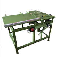 Scie circulaire solide horizontale pour le travail du bois de meubles avec table de poussée de guidage et fonction de coupe d'angle à 45 degrés