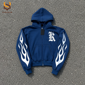 Custom Logo 100% Cotton Streetwear Oversize <b>Hoodie</b> Acid Wash <b>Graphic</b> DTG Print <b>Zip</b> <b>up</b> Rhinestone Hoodies - Product Image 4