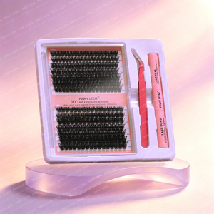 Kit Complet de Cils en Grappe DIY PBT 0.07MM, 14 Plateaux, Longueurs Mixtes 8 à 16mm, Bande en Coton Noir Imperméable - Product Image 4