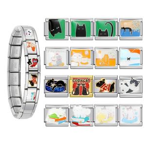 Vente en gros usine – <span class=keywords><strong>Bracelet</strong></span> en acier inoxydable 9 mm avec breloques italiennes colorées pour chats et chiens, idéal pour la fabrication de bijoux DIY pour femmes et hommes - Product Image 1