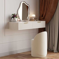 Coiffeuse murale blanche nordique moderne avec commode de rangement, table de maquillage de chevet en bois pour chambre à coucher