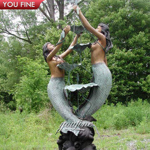 YOUFINE Scultura in Bronzo di Delfino e Sirena, Monumento per Esterni e Spiaggia - Product Image 4