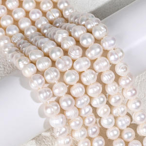 Perles d'eau douce en vrac de 9-10 mm, fabrication artisanale, perles à poinçonner pour collier DIY, accessoire avec cordon, vente en gros du fabricant - Product Image 3