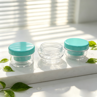Pot cosmétique transparent en PET à double paroi de 30g 50g avec bouchon à vis turquoise, format voyage mini, pour crème visage, vente en gros, OEM ODM
