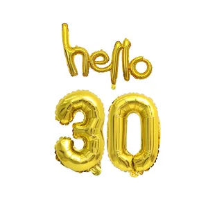 1 सेट गुलाब सोने पत्र हैलो 30 गुब्बारे 30 इंच संख्या 40 50 वयस्क खुश जन्मदिन की पार्टी सजावट Inflatable Globos आपूर्ति