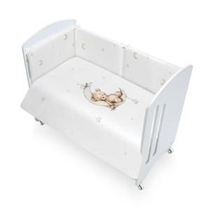 Lettino con adorabile Mod verde. Design Oso Luna-Estrella coordinato con copripiumino rimovibile e 2 pz. - Product Image 1