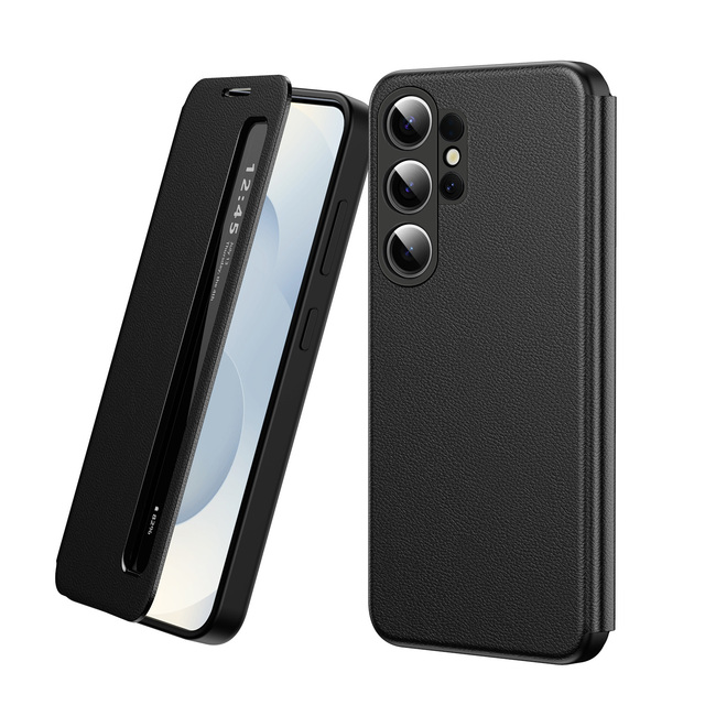 Luxury Smart View PU Leather Case for Samsung Galaxy S26 Ultra S24 S23 S22 S25 + FE/Edge Smart View Sleep & Book Protection