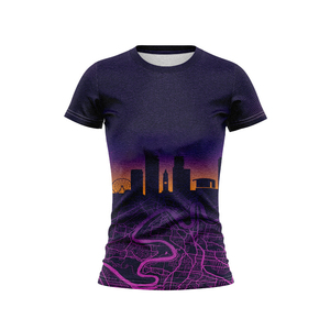 เสื้อเจอร์ซีย์ NRL City Skyline ทรงสลิมฟิตสำหรับผู้หญิง ผ้าเรียบเนียน พิมพ์ลายซับลิเมชั่น พร้อมลายปักแผนที่พระอาทิตย์ตกแบบกำหนดเอง สำหรับแฟนๆ ออสเตรเลียและนิวซีแลนด์ - Product Image 1