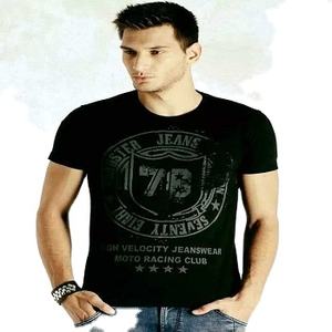 Camisetas Personalizadas OEM 100% Algodón, Negras, Ajustadas, Tallas Grandes, Transpirables, Anti-Pilling, con Serigrafía Frontal para Hombre - Product Image 1