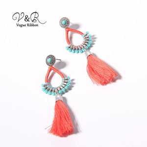 joyas de piedra de pavimentación de Textil envuelto con cuentas borla Frange gota <span class=keywords><strong>pendientes</strong></span> de cristal de Murano <span class=keywords><strong>pendientes</strong></span> - Product Image 5