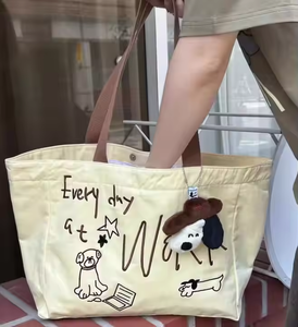 Offre Spéciale nouveau Logo imprimé broderie toile coton chine plus large épaule sac fourre-tout surdimensionné grande capacité pour la vente en gros - Product Image 3