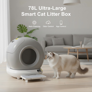 Geschlossene Automatische Smarte Katzentoilette mit Selbstreinigung und Geruchsfilter, Einfache Reinigung, 78L Innenraum, Rund, für Große Katzen - Product Image 4