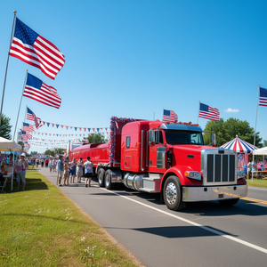 Camiseta de manga larga para hombre con bandera estadounidense de camionero, camión semirremolque, patriótica, 4 de julio - Product Image 3