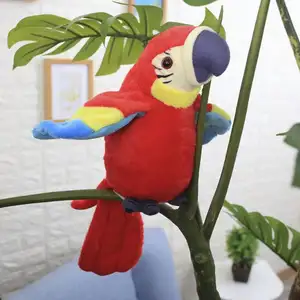 OEM定制小会说话的鹦鹉毛绒玩具唱歌的小鸟电子毛绒玩具