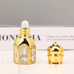 Botol minyak esensial parfum 3ML, sampel pengemasan ulang botol kosong bola gulir botol isi ulang