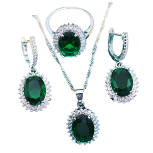 Ensemble de bijoux pour femmes en alliage de cuivre plaqué platine AAA, zircon, style classique, fiançailles, anniversaire, mariage, boucles d'oreilles de mariée - Product Image 1