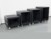 Flight case robuste en plastique PE 14U, rack de rangement 14RU pour mélangeur audio et haut-parleurs, boîte à outils personnalisable pour amplificateur et équipement de scène OEM