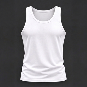 Camiseta sin mangas para hombre de talla grande, tejida en algodón y spandex, chaleco deportivo transpirable de secado rápido, ropa informal para el gimnasio. - Product Image 1